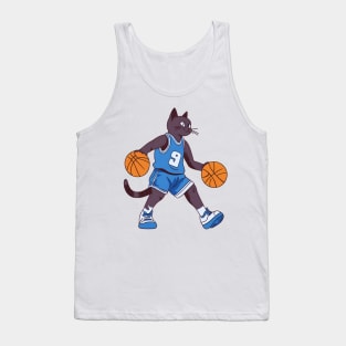 Black Cat Playing Basketball Tank Top